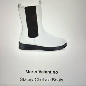 Mario Valentino White and Black Chelsea Ankle Boots